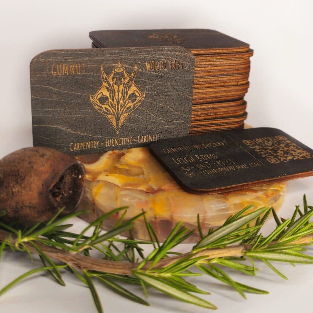 Laser engraved wooden business cards