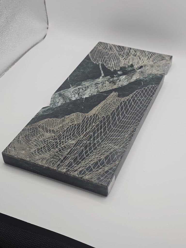Laser etched stone topographic desk piece